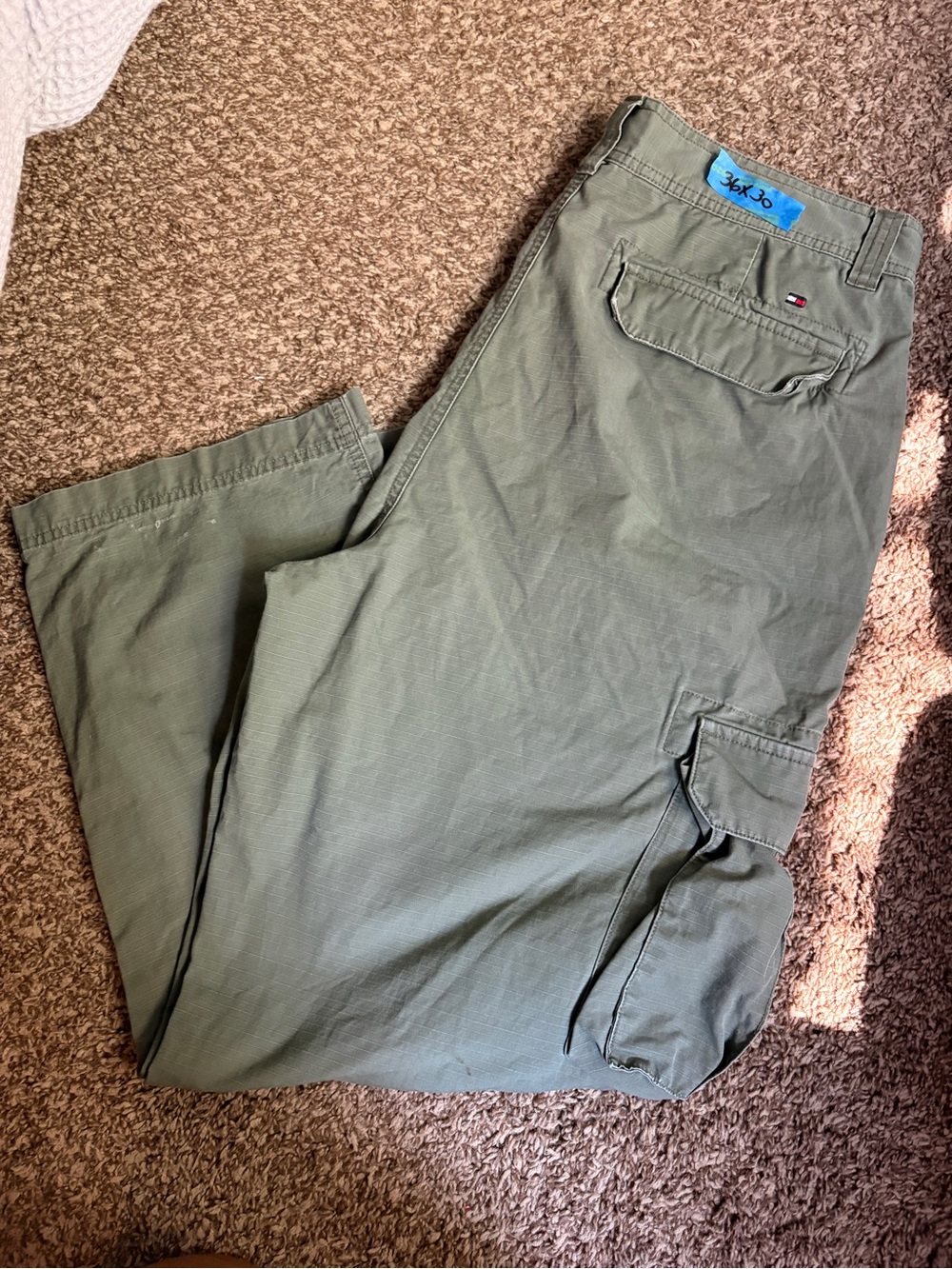 Tommy Hilfiger Olive Green Cargo Pants with Flap Pockets